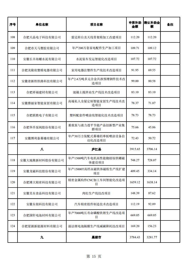 (合肥市)2022年下半年固定資產(chǎn)投資、2022年度先進(jìn)制造業(yè)、民營經(jīng)濟(jì)及專精特新政策項(xiàng)目獎補(bǔ)資金的公示